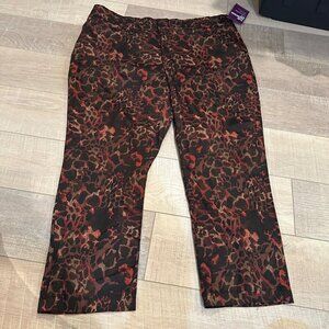BEVERLY DRIVE WOMENS BOLD LEOPARD PRINT PANTS 22W NEW